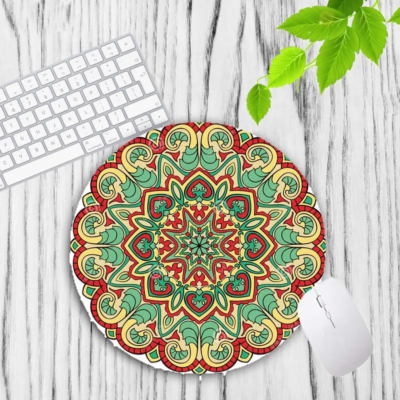 XGZ Colorful Mandala Vintage Persian Carpet Round Mouse Pad Gamer Keyboard Mouse Mat Gaming Desk Mousepad for CS GO 20X20CM