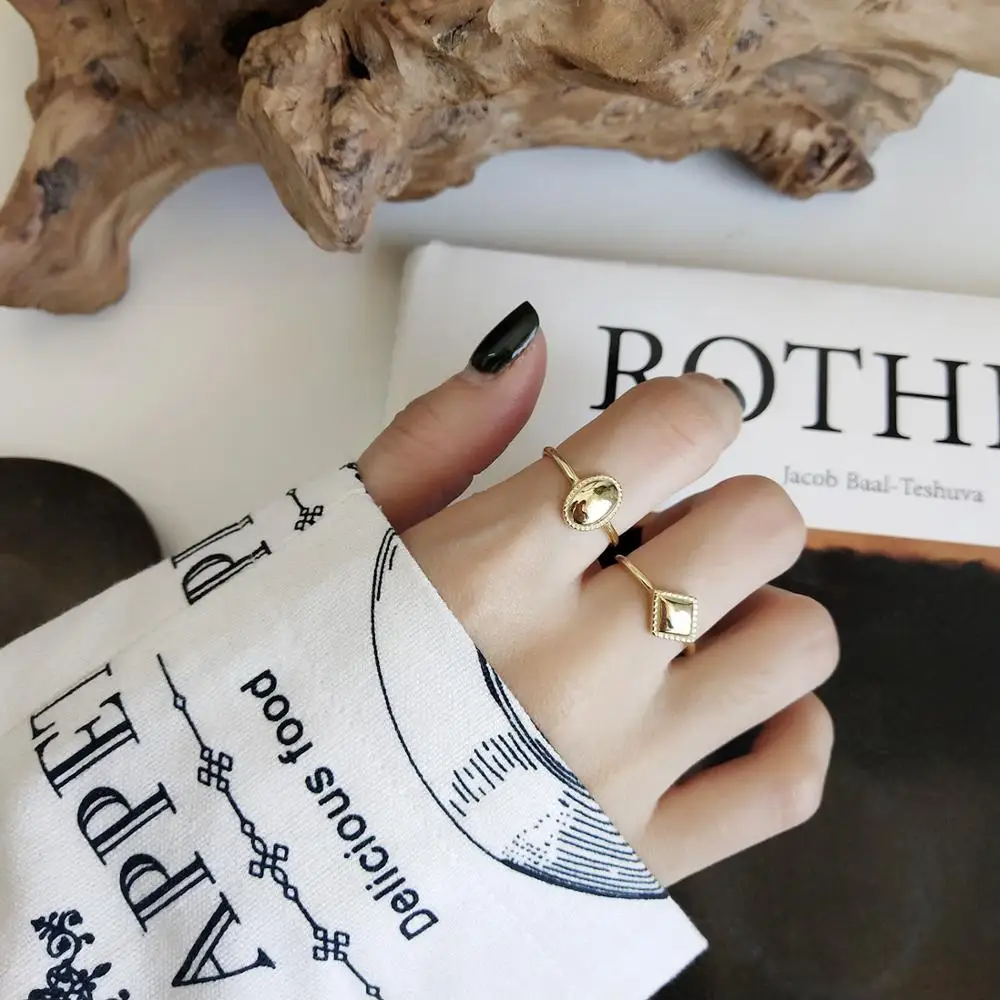 Реальное бриллиантовое серебряное регулируемое Открытое кольцо Chuyau овальной