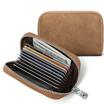 

Xiao.p RFID Blocking Men's Vintage Crazy Horse Cowhide Credit Card Holder Bank Men Card Wallet Case Cardholder Protection Purse