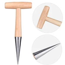 Cultivation Tools Practical Durable Plant Seed Accessory Garden Loosen Soil Wood Handle Sow Dibber Hole Punch Stainless Steel