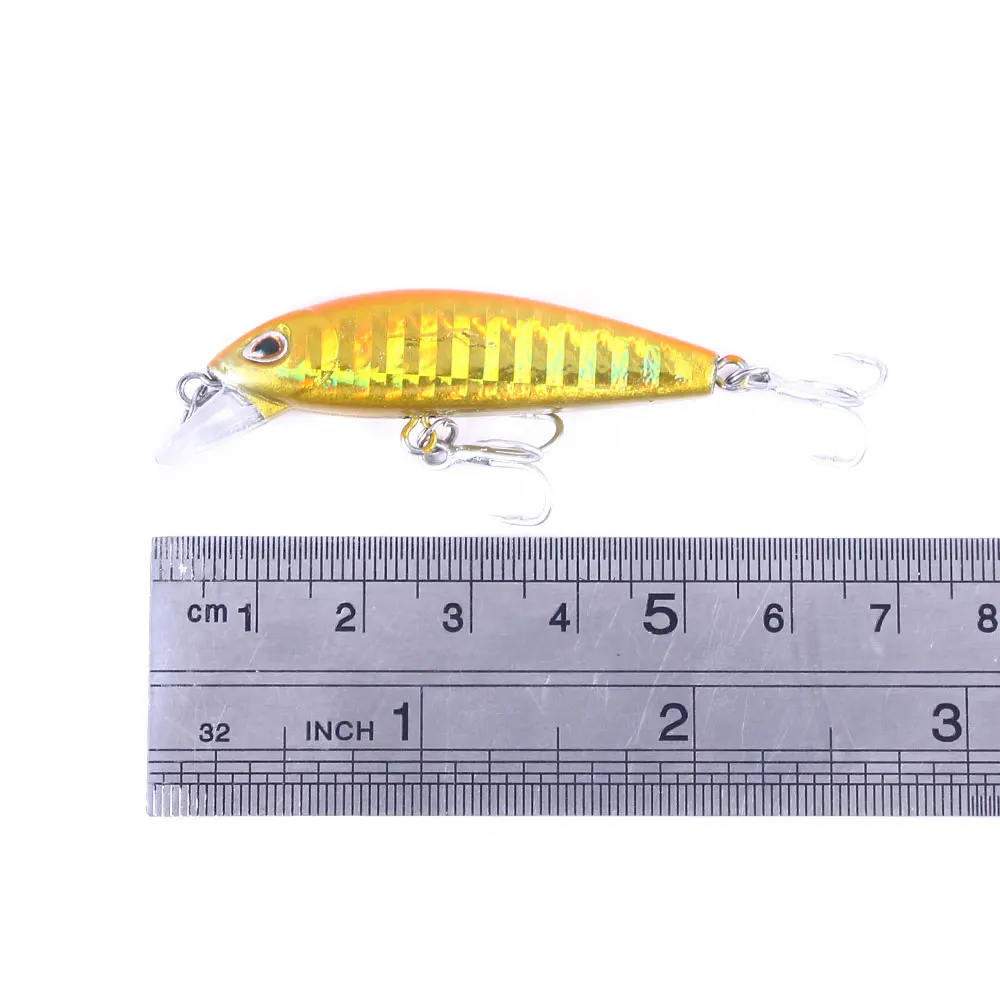 1pcs Laser Minnow Fishing Lures 5.5cm-6.6g-12# Sinking Plastic Minnow Trap  Plastic Hard Bait for Trout Bass Crankbait