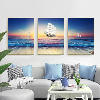 

The cross embroider diamond of Nordic style draws the adornment sitting room art of modernist landscape ocean 3 FF813