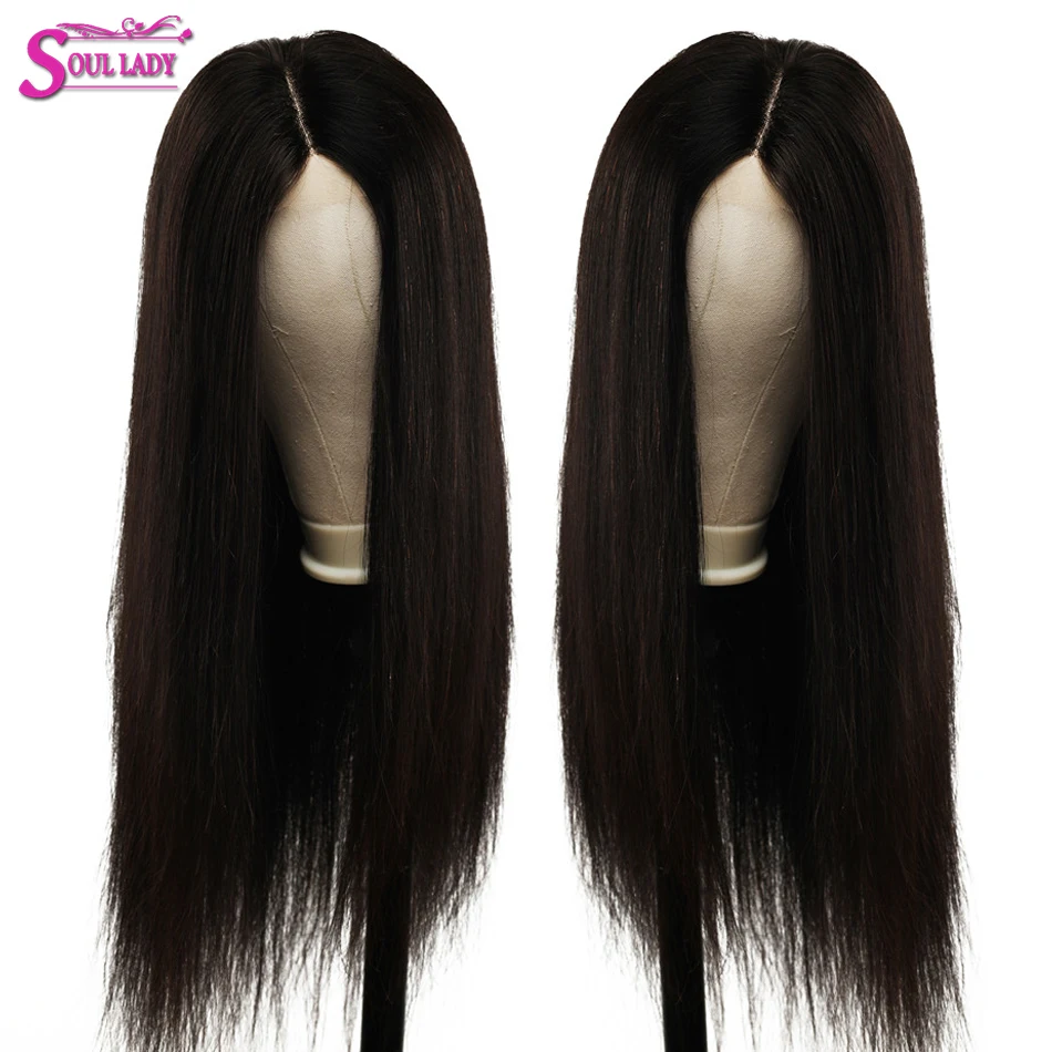 

Soul Lady 13X6 Transparent Lace Wigs Pre Plucked Wigs With Bleached Knots Indian Glueless Straight Wig Remy Bang Wig Human Hair