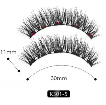 KS01 eyelashes 5 магнитных ресниц двойной слой накладные ресницы Магнитная подводка для глаз магниты без клея натуральные Мягкие Накладные ресницы удлинение 2 пары - Цвет: KS01 eyelashes