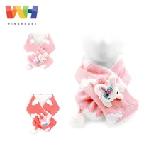 Детский шарф в южнокорейском стиле для девочек с изображением кролика; Детский шарф; сезон осень-зима; вязаный плотный шарф с кольцом; теплый шейный платок