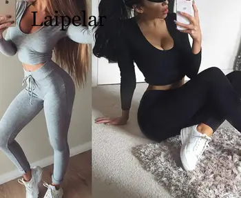 

Laipelar Women Sportwear Two Piece Set Casual Long Sleeve 2 Piece Set Women Two Piece Outfits Leggings Women