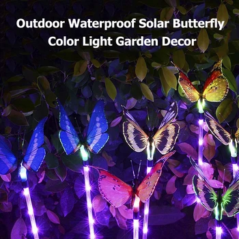 

Community Garden Road Path Decorative Lighting 3x LED Garden Butterfly Solar Lights 7 Color Changing Lamp for Pathway Landscape
