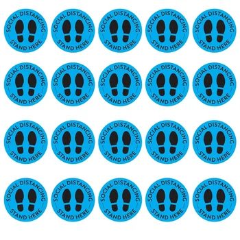 

20 Pcs Social Distancing Floor Decals Sticker Safety Floor Sign Marker Maintain 6 Foot Distance Anti-Slip Sticker