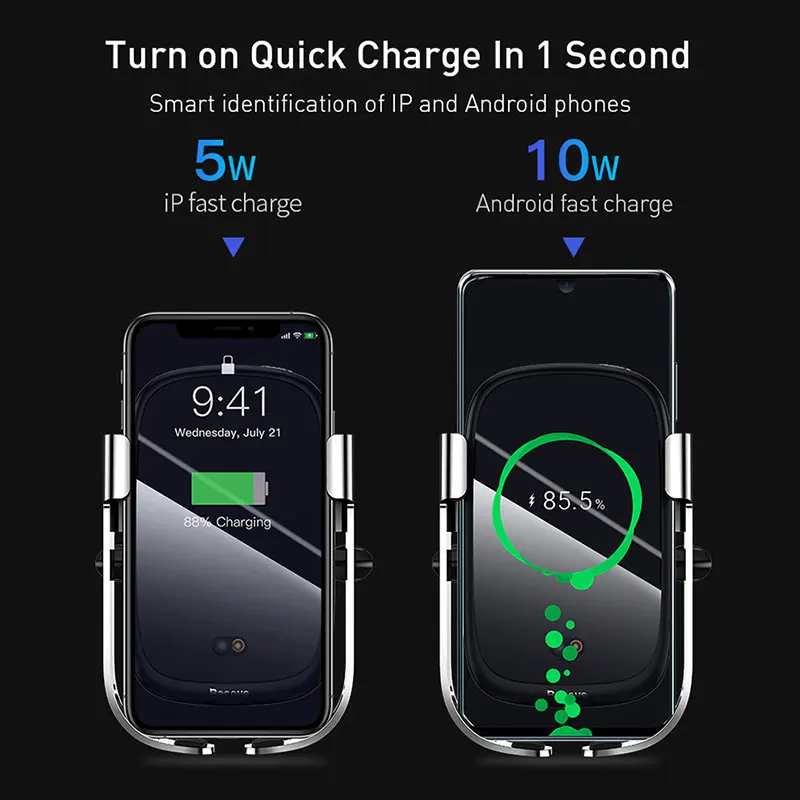 Skup Baseus bezprzewodowa ładowarka samochodowa dla iPhone Xs Max Xr X 8 Plus 10W szybka ładowarka bezprzewodowa ładowarka samochodowa dla Huawei P30 Pro