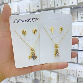 

2020 Fashion Jewelry Silver Color Cactus Necklaces Pendants For Women Long Chain Necklaces Collar Mujer Collares