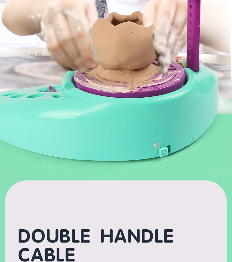 Mini Electric Pottery Machine Household Pottery Making Toy Interactive Game Diy Handicraft Ceramic Kit With Pigment Clay Kid Toy