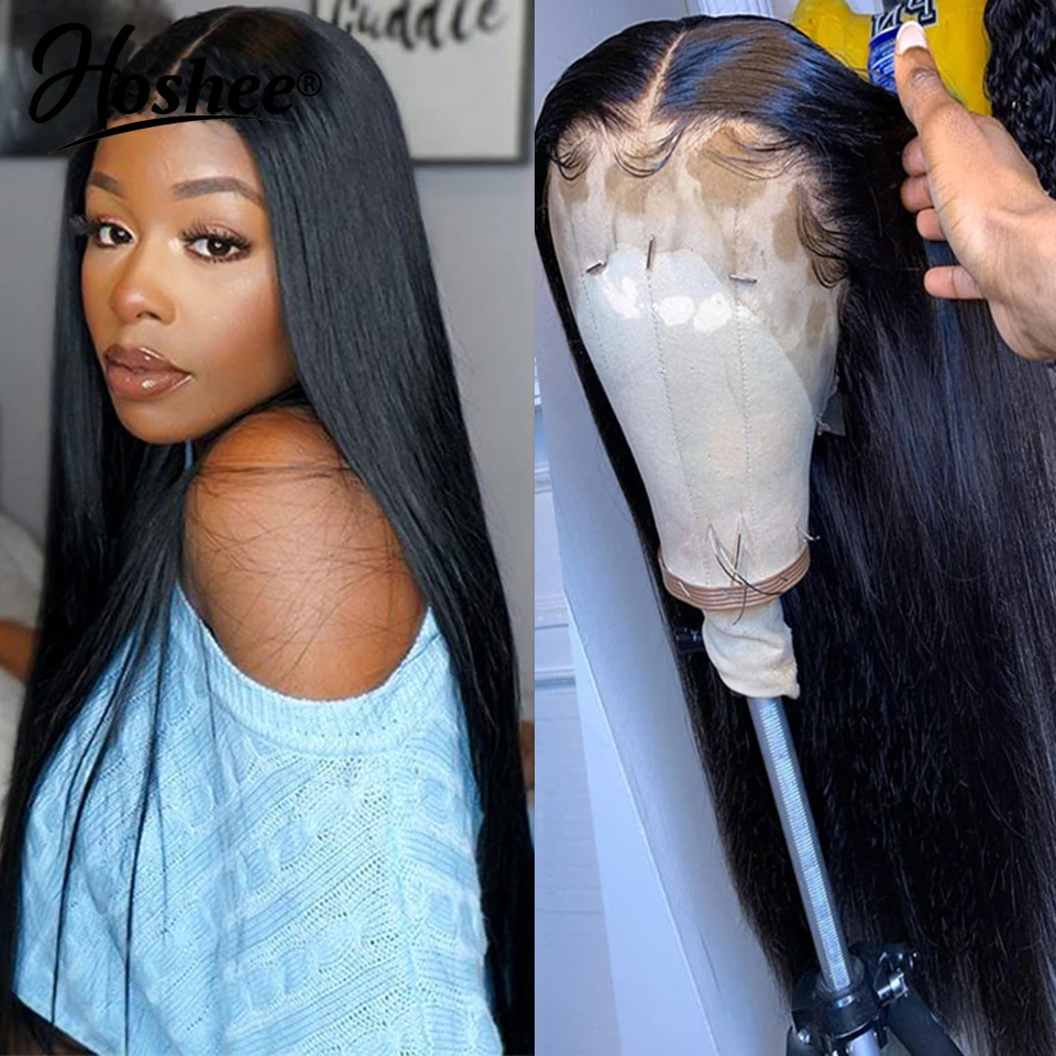 

Straight Human Hair Wigs For Black Women 150 Density Lace Front Human Hair Wigs Pre Plucked Peruvian Remy Hair Bleached Knots