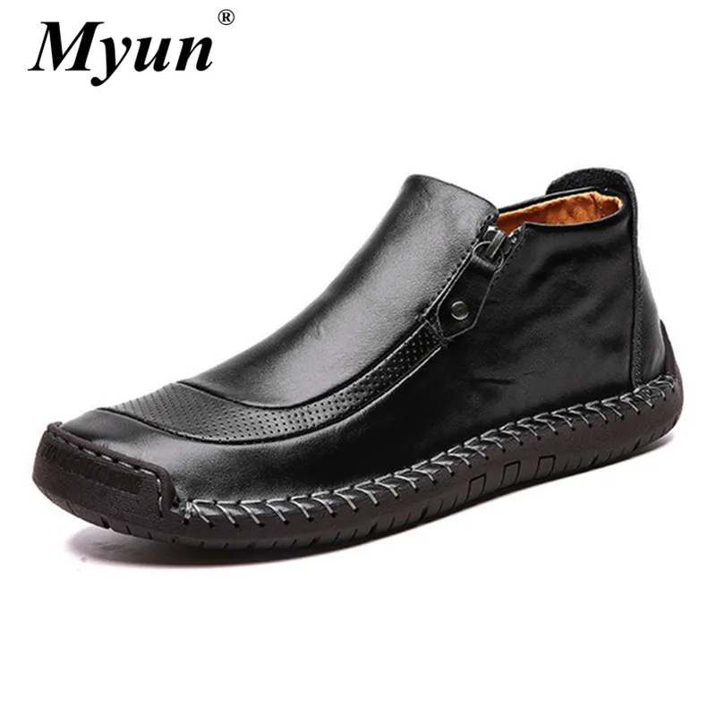 

Size 38-48 Winter Men Snow Boots High Quality Leather Plush Man Ankle Boots Warm Fur Men's boots Autumn Men Shoes Casual Shoes