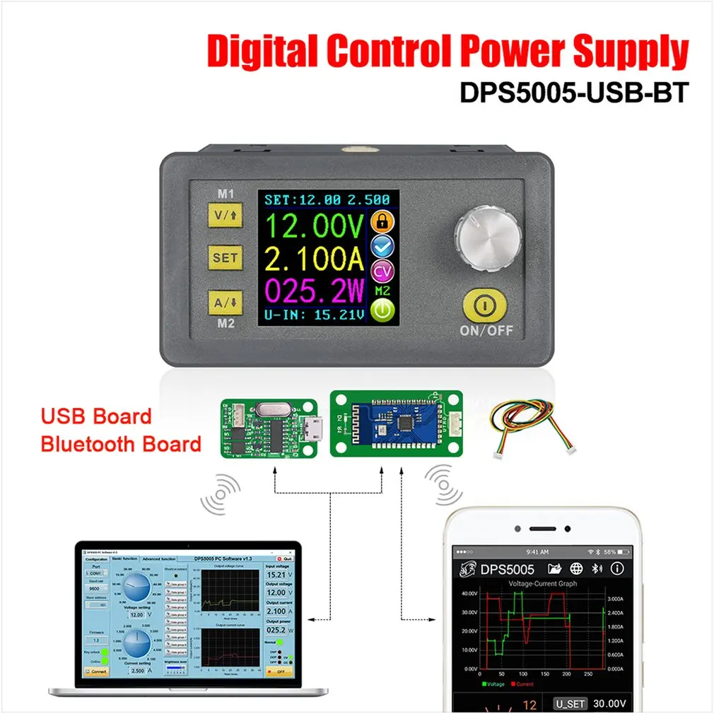 DPS5005-USB-BT постоянного напряжения постоянного тока понижающий модуль питания Buck