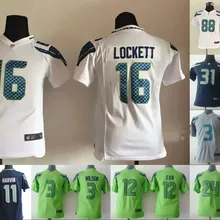 Все сшитые Youth Seattle s Дети,#16 Tyler Lockett 3 Russell Wilsons 12 Fan 24 Lynch 88 Jimmy Graham Джерси