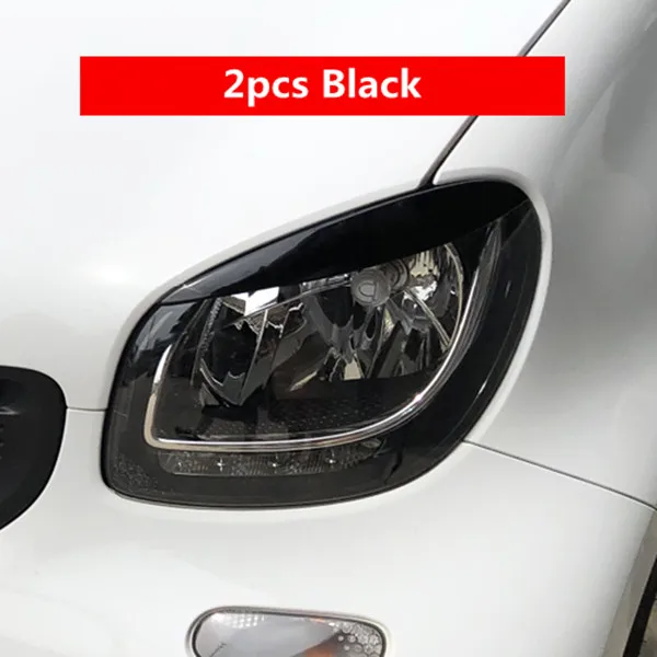 Черный Carbon Fiber Printed Car Headlight Sticker Eyebrow Eyelids Moulding Trim Cover for Smart fortwo forfour - Цвет: Черный