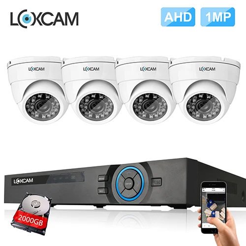 LOXCAM h.265 4CH 1080P DVR комплект 4ch CCTV система 4 шт. 960P IP66 in/наружная система безопасности домашняя видео набор для наблюдения - Цвет: 4 x 1MP Camera