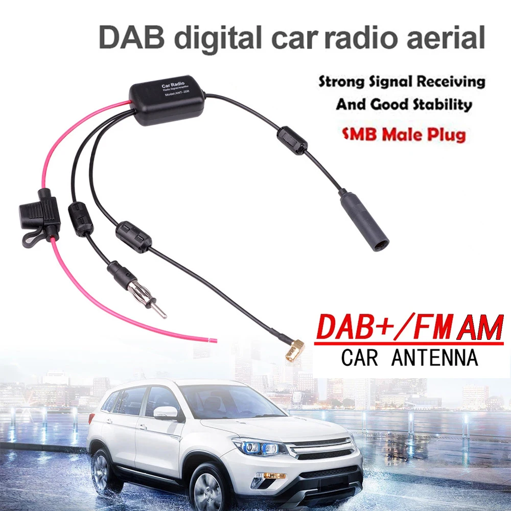 3 in 1 Aerial SMA Amplifier 12V DAB FM AM Car Radio Anti-interference Amp Signal Booster Car Antenna 76-108MHZ For Marine Boat