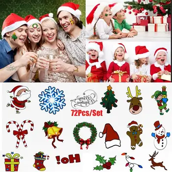 

TINKSKY 72PCS Christmas Holiday Cartoon Temporary Tattoo Stickers Sheets For Adults With 18 Assorted Patterns