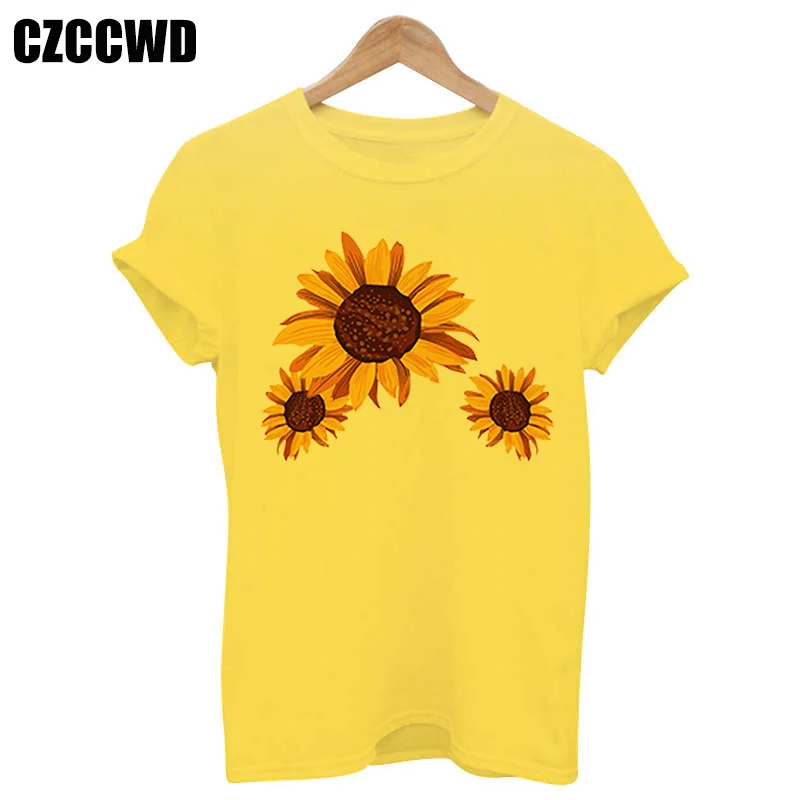 MaQiYa Women's Sunflower Graphic Tee - Vintage Short Sleeve Cotton T-Shirt, Loose Fit Casual Top, Yellow X-Large - View #8