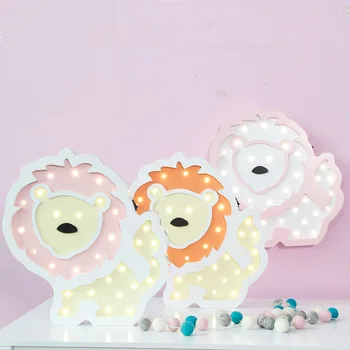 

Children Bedroom Lamp Decoration Mural Wall Pendant Light Nordic Cartoon Lion LED Nightlight Manual Christmas Night Wall Lamps
