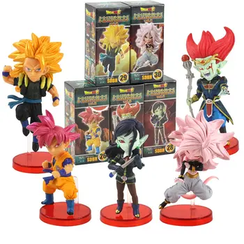 

5pcs/set Dragon Ball SUPER SDBH Vol.6 Super Saiyan God Son Goku Gogeta Majin Android No.21 Robelu Devil Domigra Figures Toys