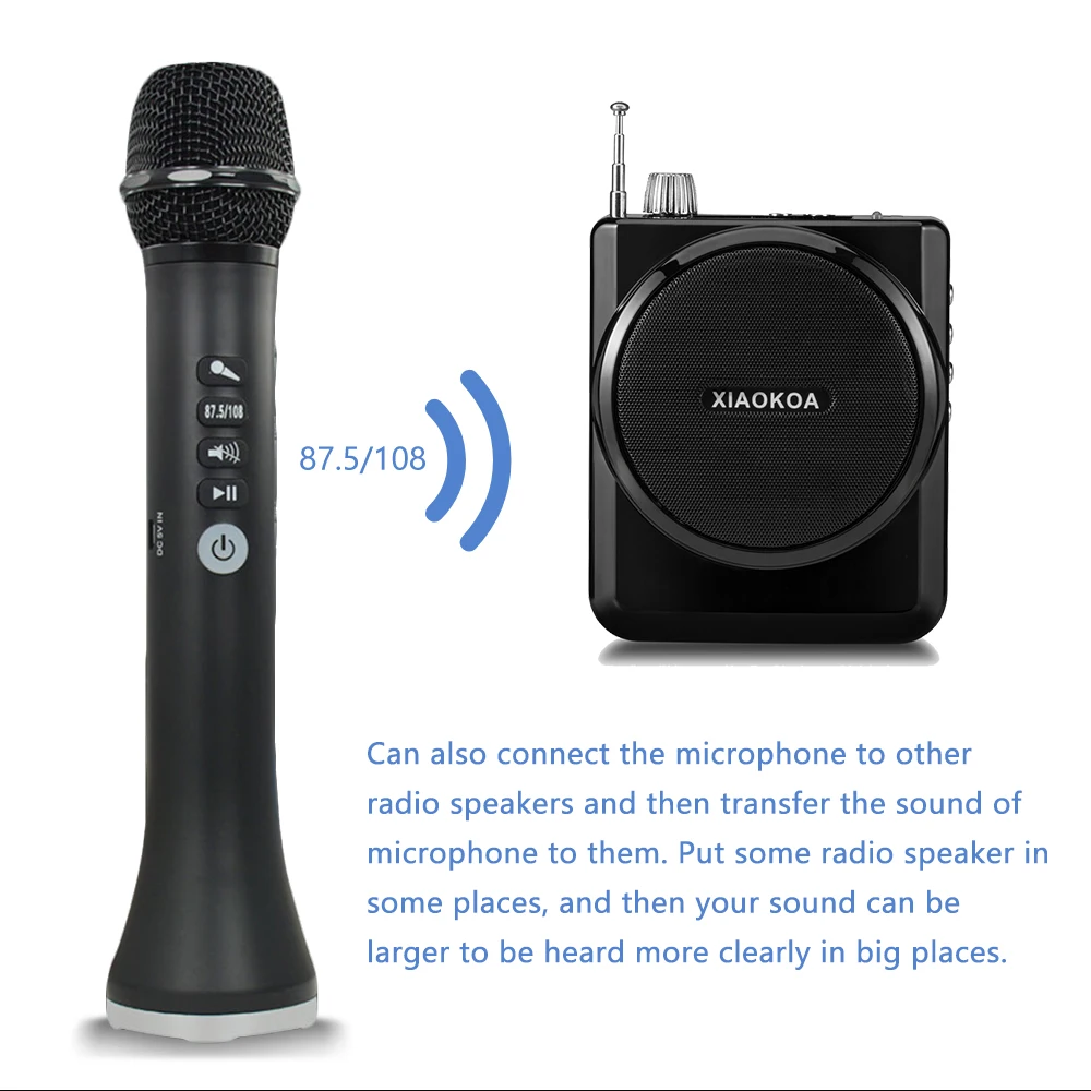 Wireless com Microfone Portátil com Bluetooth para Karaokê Cantar e Gravar para Ios 2 em 1 Xiaokoa Bluetooth Alto-falante Android - - Image 3