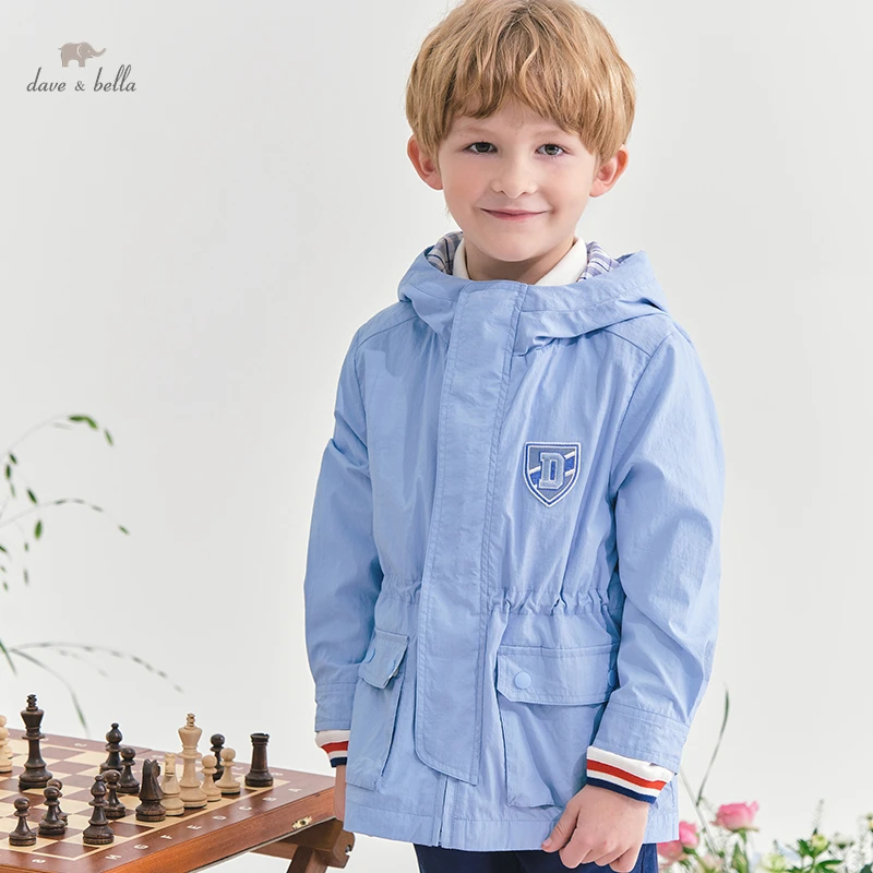 DK1221077 dave bella spring kids boys 5Y-13Y fashion letter pockets coat casual children boy tops infant toddler outerwear