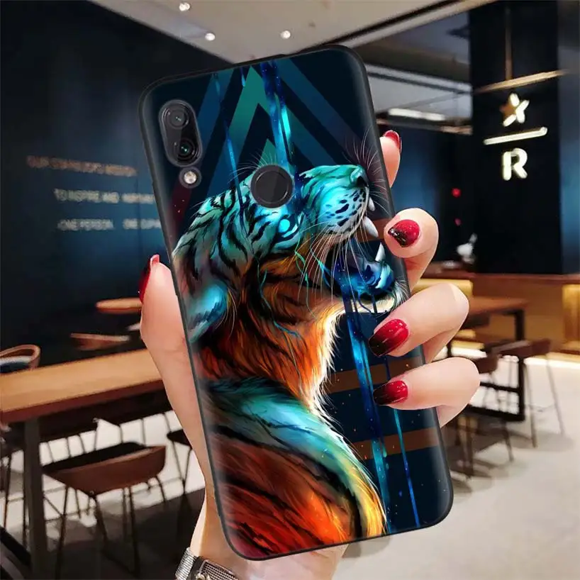 Черный чехол с изображением тигра льва для Xiao mi Red mi Note 8 7 7S 7A 6 S2 GO K20 Pro+ 6A mi 6X 5X A1 CC 9 8 мягкий чехол для телефона - Цвет: BD259-4