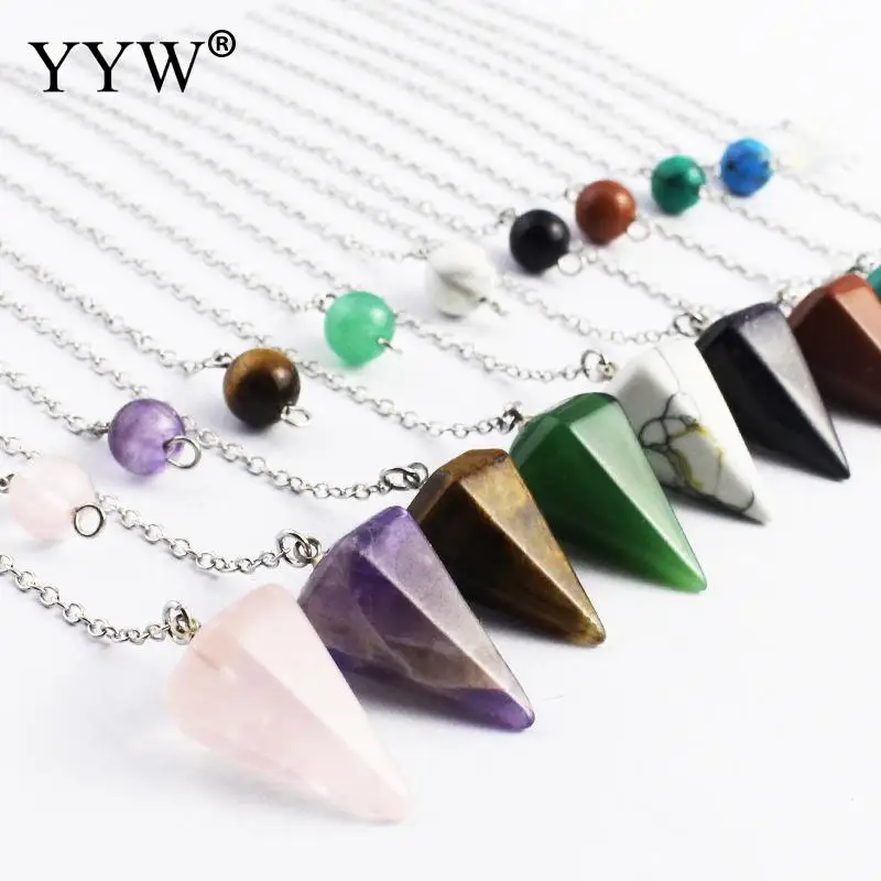 

YYW Natural Stone Amulet Healing Crystal Pendant Reiki Hexagonal Pendulums For Men Women Pendulum Snowflake Obsidian Meditation