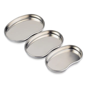 

3Pcs 304 Stainless Steel Curved Plate Container Thick Disinfected Lumbar Disc , Tattoo Cleaning Tray