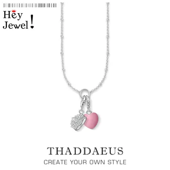 

Charm Necklace Crown & Pink Heart,2020 Summer New Fashion Romantic Jewelry Europe 925 Sterling Silver Bijoux Gift For Women
