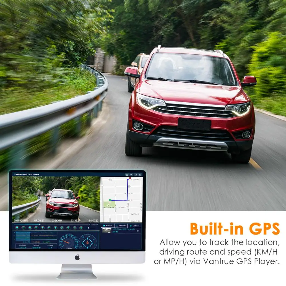 Vantrue S1 видеорегистратор с двумя фронтальными и задними камерами 1080P