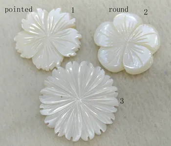 

12pcs Genuine White shell beads 5 petla Mother of Pearl Shell Carved Flowers petal cabochon for pendant-earrings charm beads