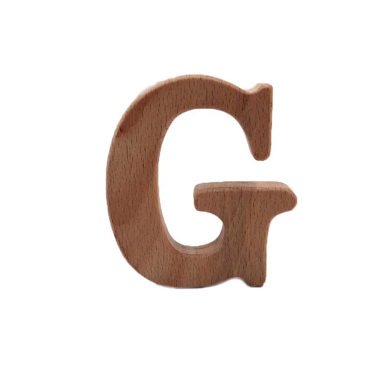 Wooden Teether G DIY бука креативное письмо деревянное зубное кольцо для ребенка аксессуары Прорезыватель ребенка Дошкольное соска цепь CE сертификация Прорезыватель игрушки - Цвет: Wooden Teether G