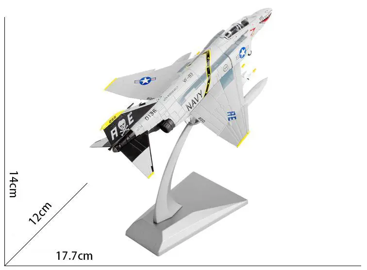 1: 100 Американский F-4C Ghost Attack F4 сплав модель истребителя имитация самолета украшение - Цвет: Белый