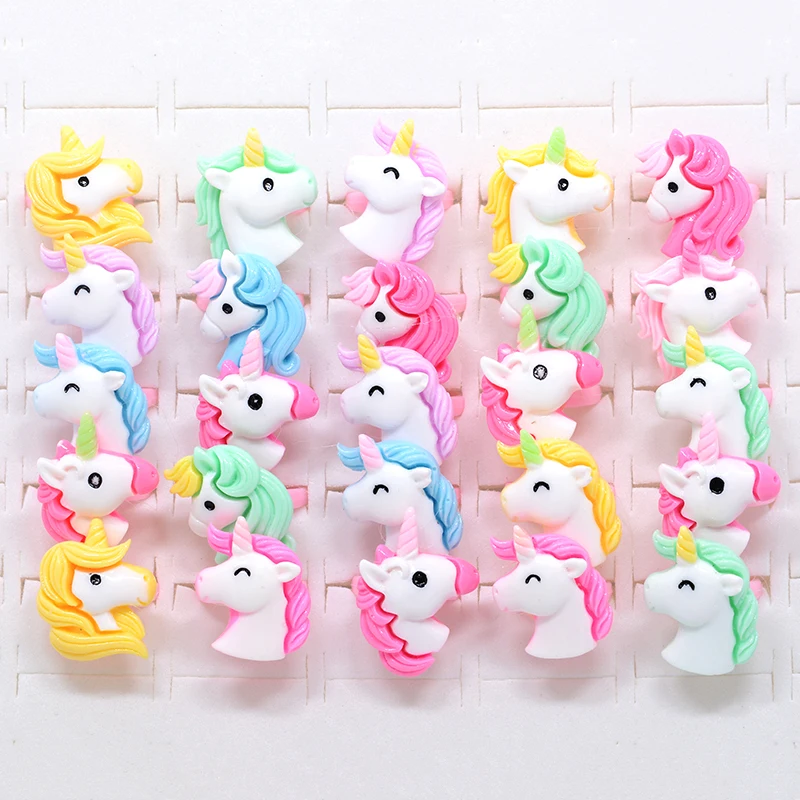 Wholesale 50/100PCS Mix Cartoon Horse Unicorn Finger Girls Kids baby Rings Children Costume Birthday Party Supplies toy Gifts 6