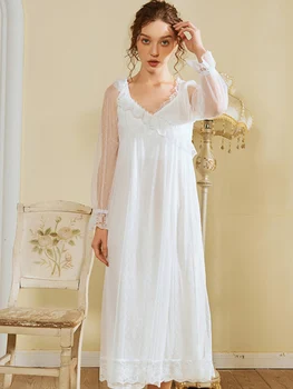 

Autumn Cotton night gowns Sleepwear Women Nightdress Ladies Nightgown Sexy Nightwear Plus Size Home clothes Sleep Dress nightie