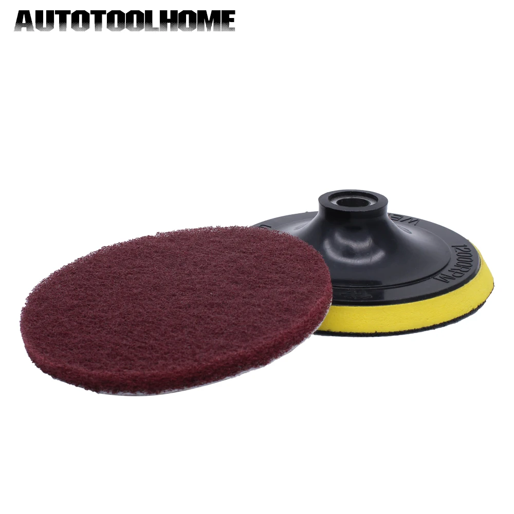 11pcs 5" Angle Grinder Scouring Pad Cloth Disc Scrub Tool Car Polishing Buffing Wheel Kit Hoop