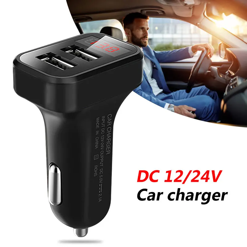 Vehemo Dual USB 2.1A автомобильное зарядное устройство двойной зарядное устройство USB дисплей тока Автомобильное зарядное устройство адаптер мобильный телефон прочный