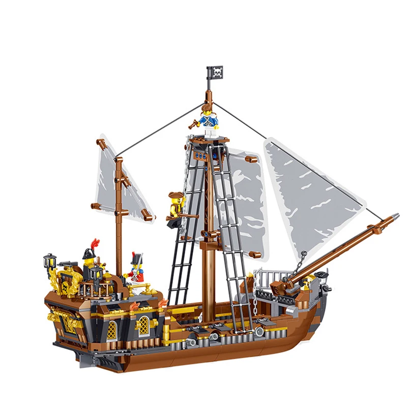 Новая модель QL1800 Pieares Pirate kingdom god of wind совместимая лодка строительные блоки