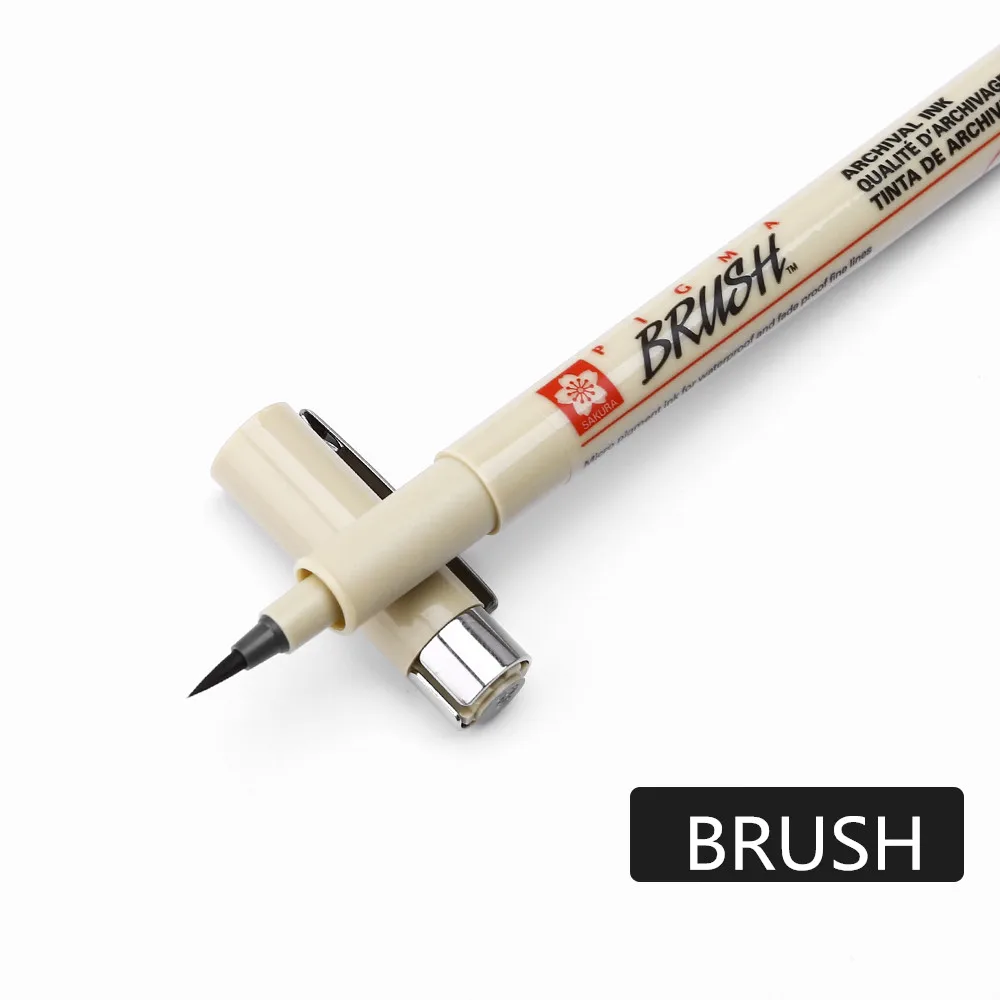 brush Sakura ручка Pigma micron Neelde мягкая кисть Ручка для рисования Лот 005 01 02 03 04 05 08 1,0 кисть художественные маркеры - Цвет: brush