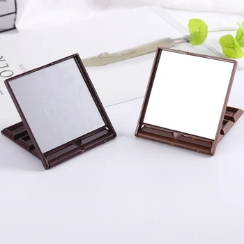 

1pc Foldable Mini Makeup Mirror Plastic Glass Pocket Mirror Chocolate Cookie Shaped Square Cosmetic Mirror for Girl Women Ladies