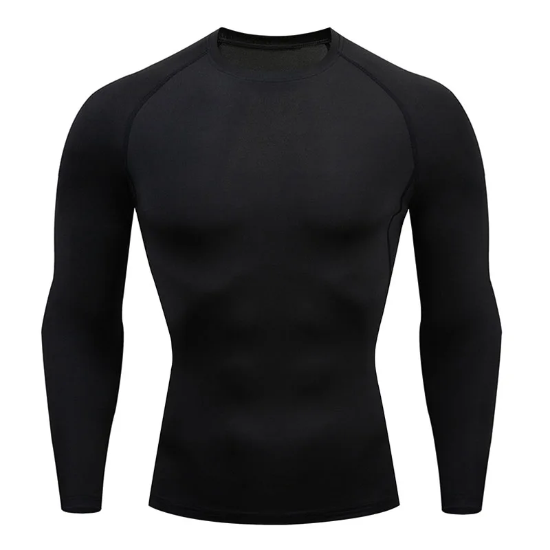 

Мужская компрессионная рубашка, черная футболка с длинным рукавом и защитой от солнца, быстросохнущая дышащая футболка для бодибилдинга
