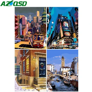 

AZQSD Painting By Numbers City HandPainted Diy Draw By Number On Canvas Unframed Decoration 40x50cm Oil Painting Scenery