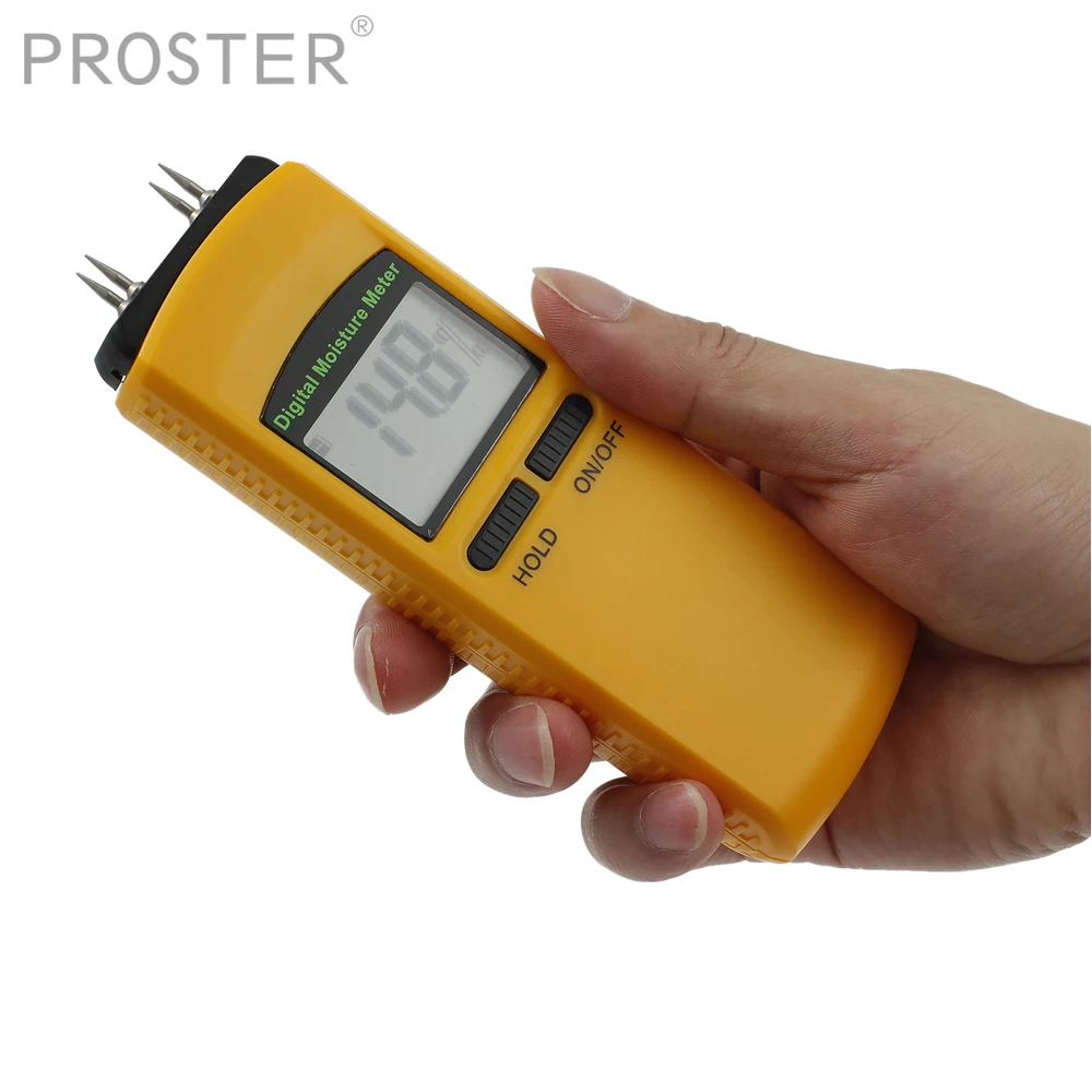 

PROSTER For Digital 4 Pin LCD Wood Moisture Humidity Meter Damp Detector Tester Digital Hygrometer 9V 6F22 4Pin