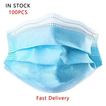 

100pcs Fast Delivery Disposable Face Mask Non Woven Safety 3 Layer Mouth Masks Adult Anti Dust Filter Mask DROPSHIPPING