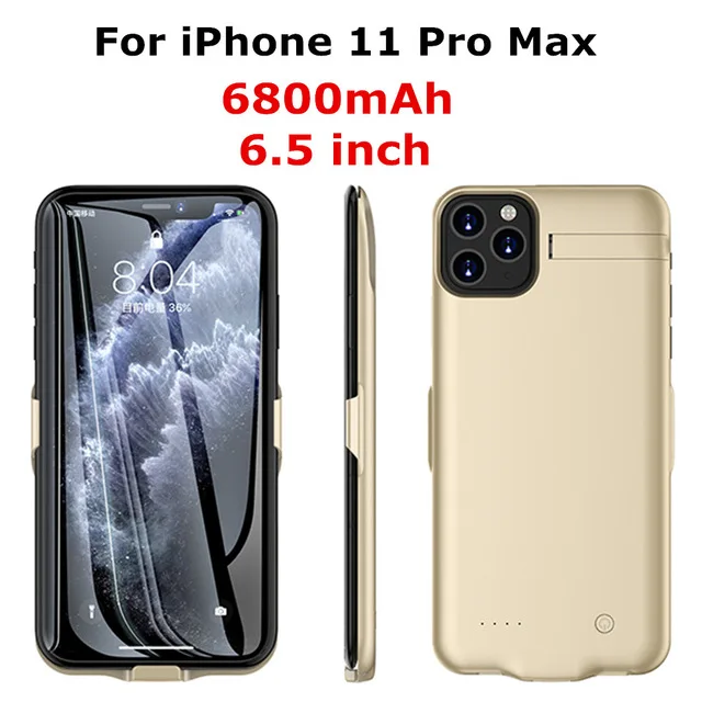 Glod for 11 pro MAX Ультратонкий чехол-накладка Мощность Батарея чехол для iphone 11 с стенты поддерживающих колесиков выполнены Батарея чехол для iphone 11 Pro Max Все включено» позволяет легко убирать за 11 - Цвет: Glod for 11 pro MAX