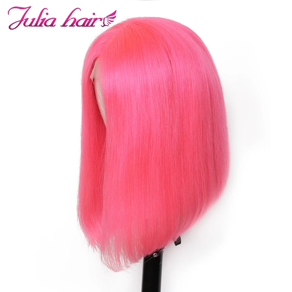 Blonde Bob Lace Front Human Hair Wigs Straight Brazilian Remy 613 Yellow Pink Green 13x4 Lace Front Short Bob Wig Pre Plucked (9)