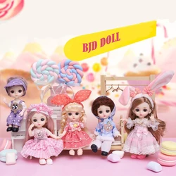 BJD – poupée articulée 16 CM, 13 boules, avec yeux 3D, corps et tête en plastique doux avec vêtements, jouets pour filles, cadeau à la mode 